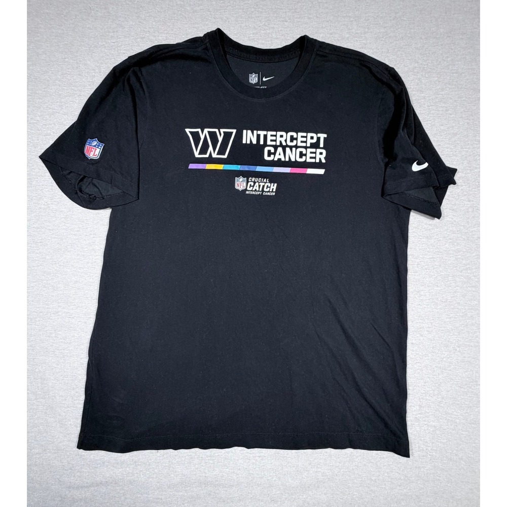 Nike NFL Washington Commanders Crucial Catch Intercept Cancer Shirt Black XL
